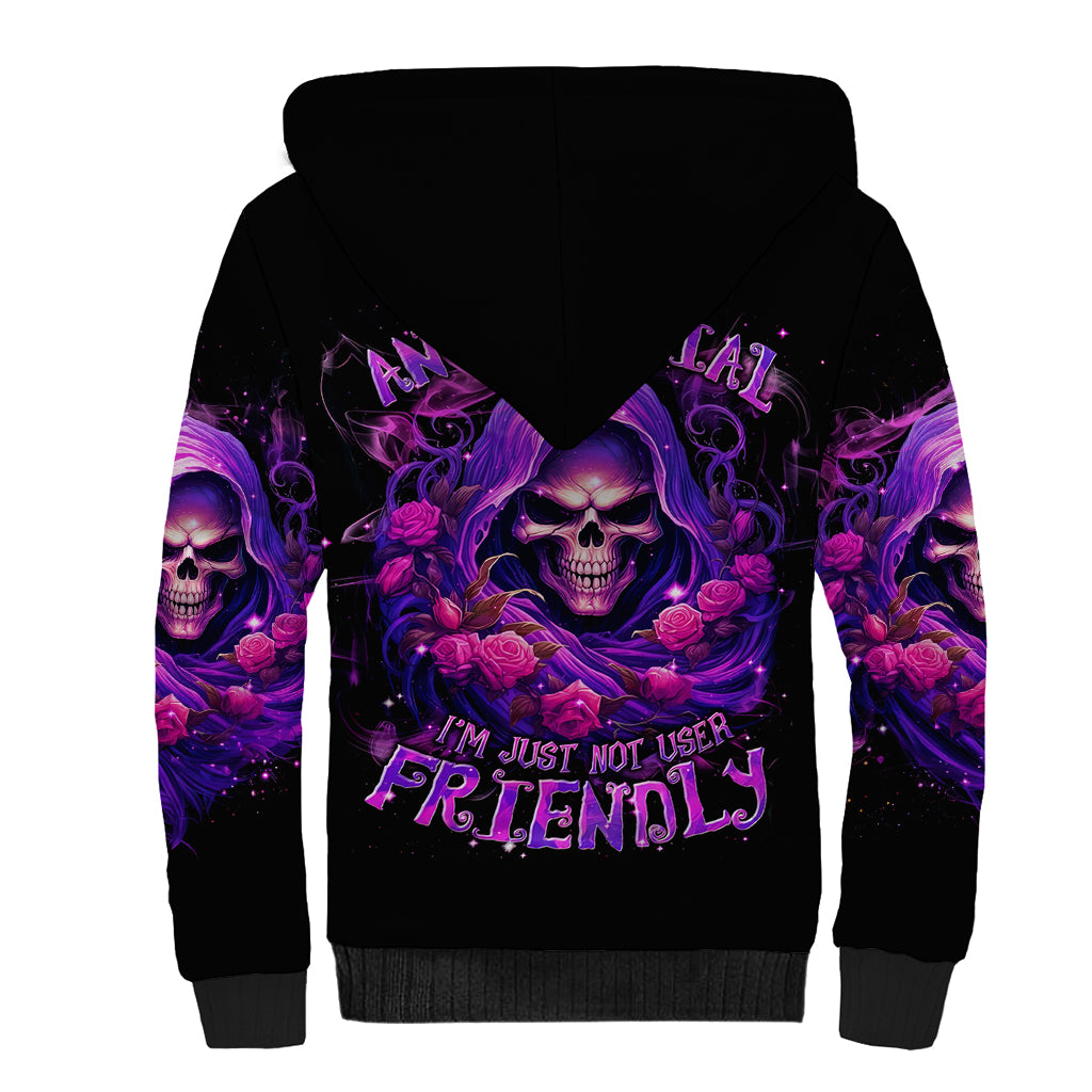 Reaper Skull Sherpa Hoodie I'm Not Anti-Social I'm Just Not User Friendly - Wonder Print Shop