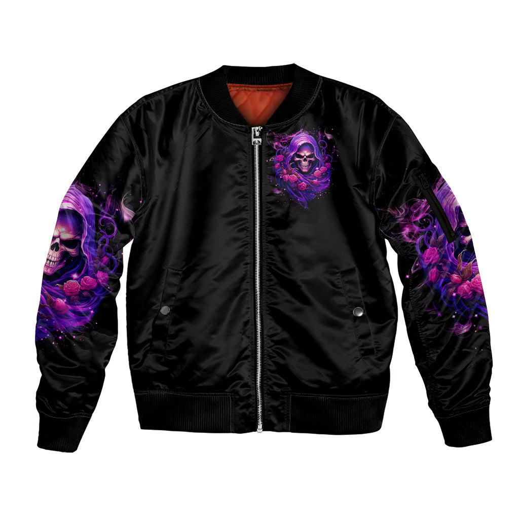 Reaper Skull Sleeve Zip Bomber Jacket I'm Not Anti-Social I'm Just Not User Friendly - Wonder Print Shop