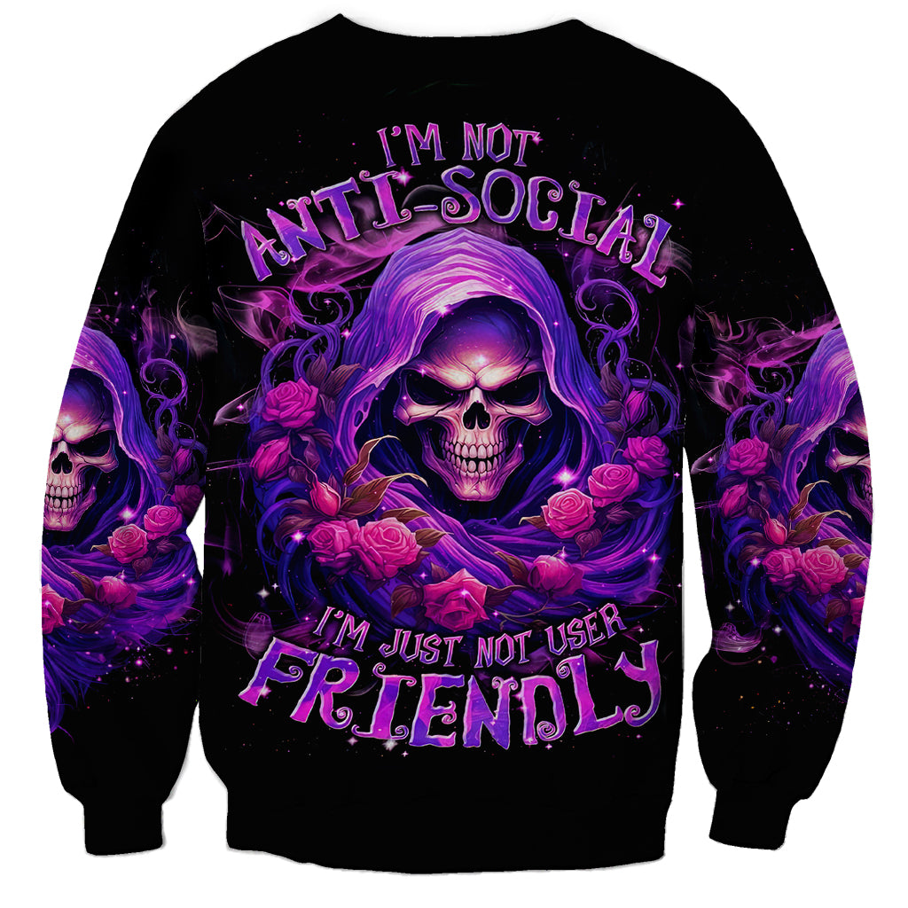 Reaper Skull Sweatshirt I'm Not Anti-Social I'm Just Not User Friendly - Wonder Print Shop