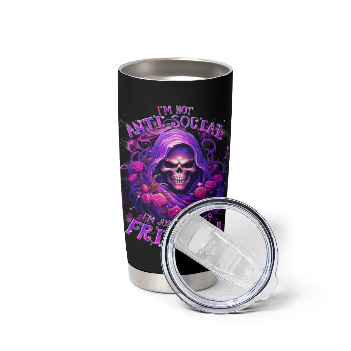 Reaper Skull Tumbler Cup I'm Not Anti-Social I'm Just Not User Friendly - Wonder Print Shop