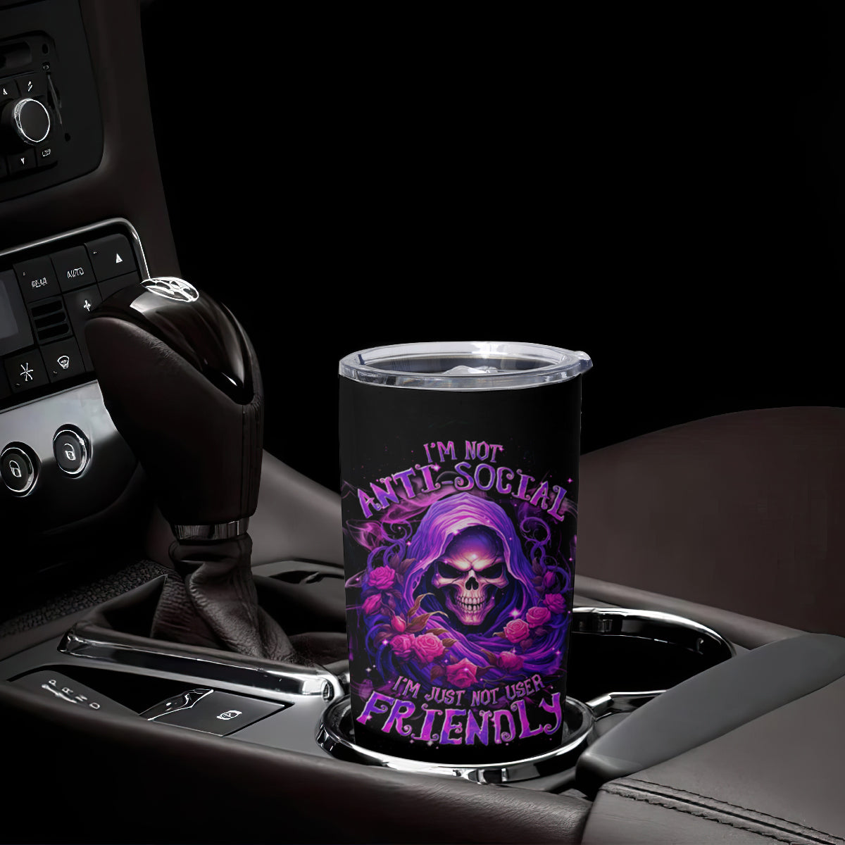 Reaper Skull Tumbler Cup I'm Not Anti-Social I'm Just Not User Friendly - Wonder Print Shop