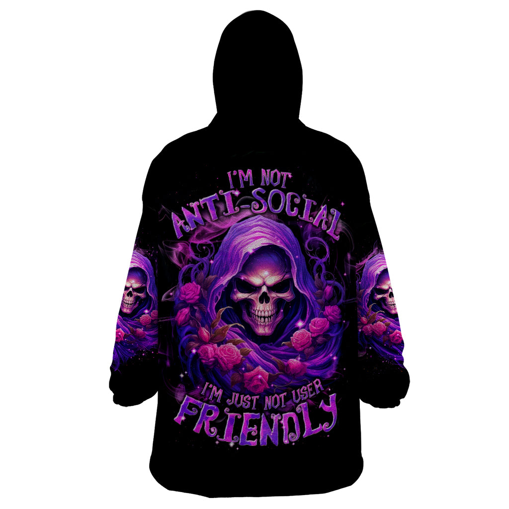 Reaper Skull Wearable Blanket Hoodie I'm Not Anti-Social I'm Just Not User Friendly - Wonder Print Shop