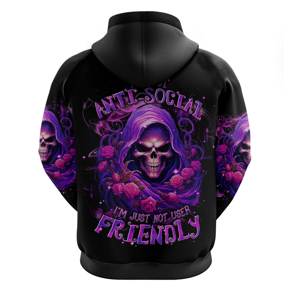 Reaper Skull Zip Hoodie I'm Not Anti-Social I'm Just Not User Friendly - Wonder Print Shop