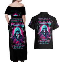Witch Skull Couples Matching Off Shoulder Maxi Dress and Hawaiian Shirt The Good Girl In Me Got Tired Of The Bullshit - Wonder Print Shop
