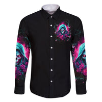 Witch Skull Family Matching Long Sleeve Bodycon Dress and Hawaiian Shirt The Good Girl In Me Got Tired Of The Bullshit - Wonder Print Shop
