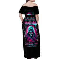 Witch Skull Family Matching Off Shoulder Maxi Dress and Hawaiian Shirt The Good Girl In Me Got Tired Of The Bullshit - Wonder Print Shop