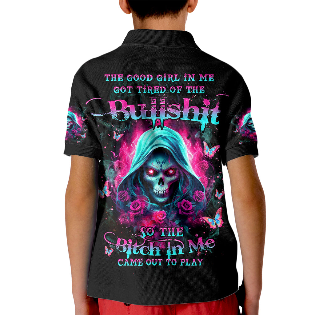 Witch Skull Kid Polo Shirt The Good Girl In Me Got Tired Of The Bullshit - Wonder Print Shop