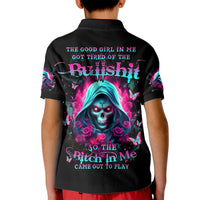 Witch Skull Kid Polo Shirt The Good Girl In Me Got Tired Of The Bullshit - Wonder Print Shop