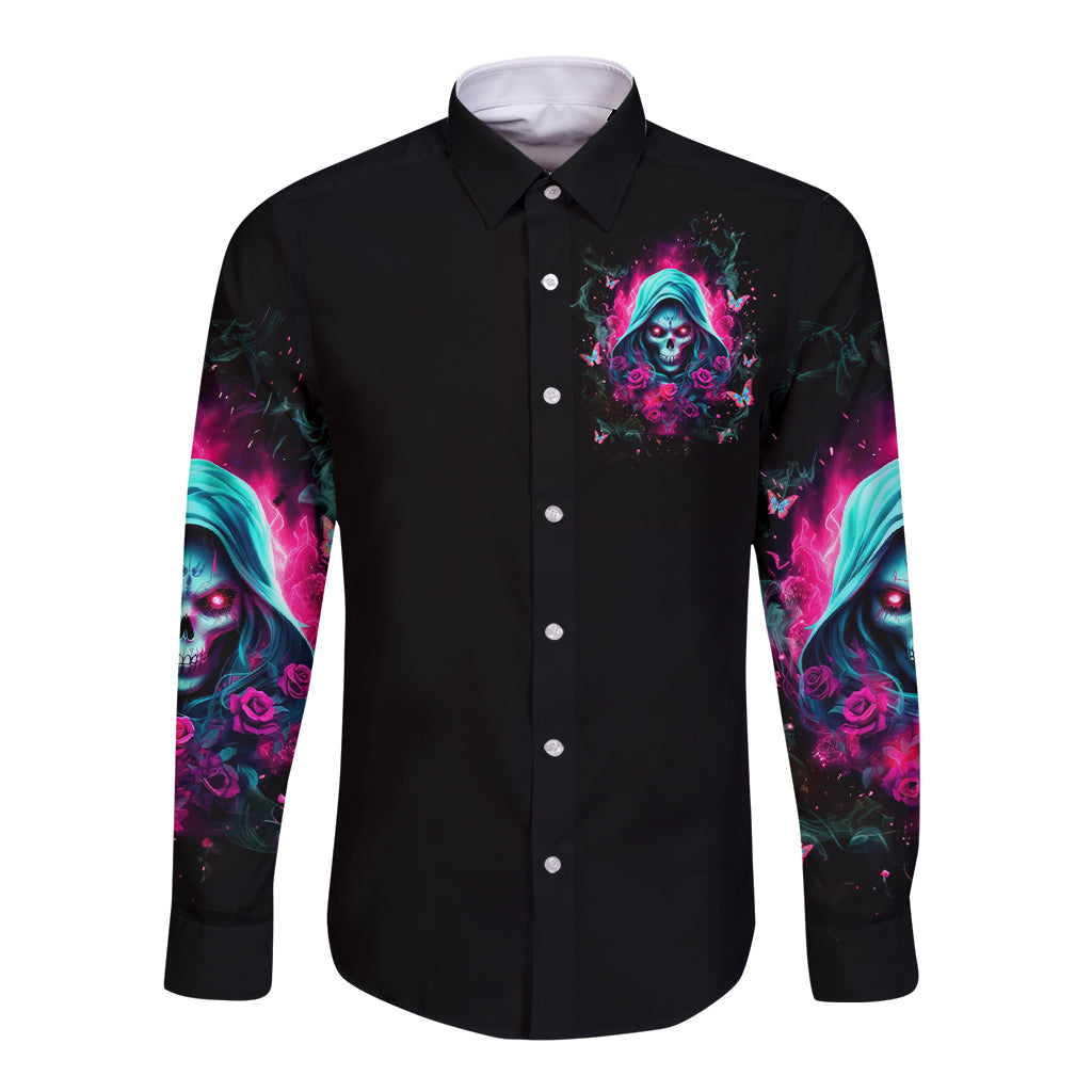 Witch Skull Long Sleeve Button Shirt The Good Girl In Me Got Tired Of The Bullshit - Wonder Print Shop