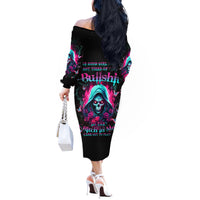 Witch Skull Off The Shoulder Long Sleeve Dress The Good Girl In Me Got Tired Of The Bullshit - Wonder Print Shop