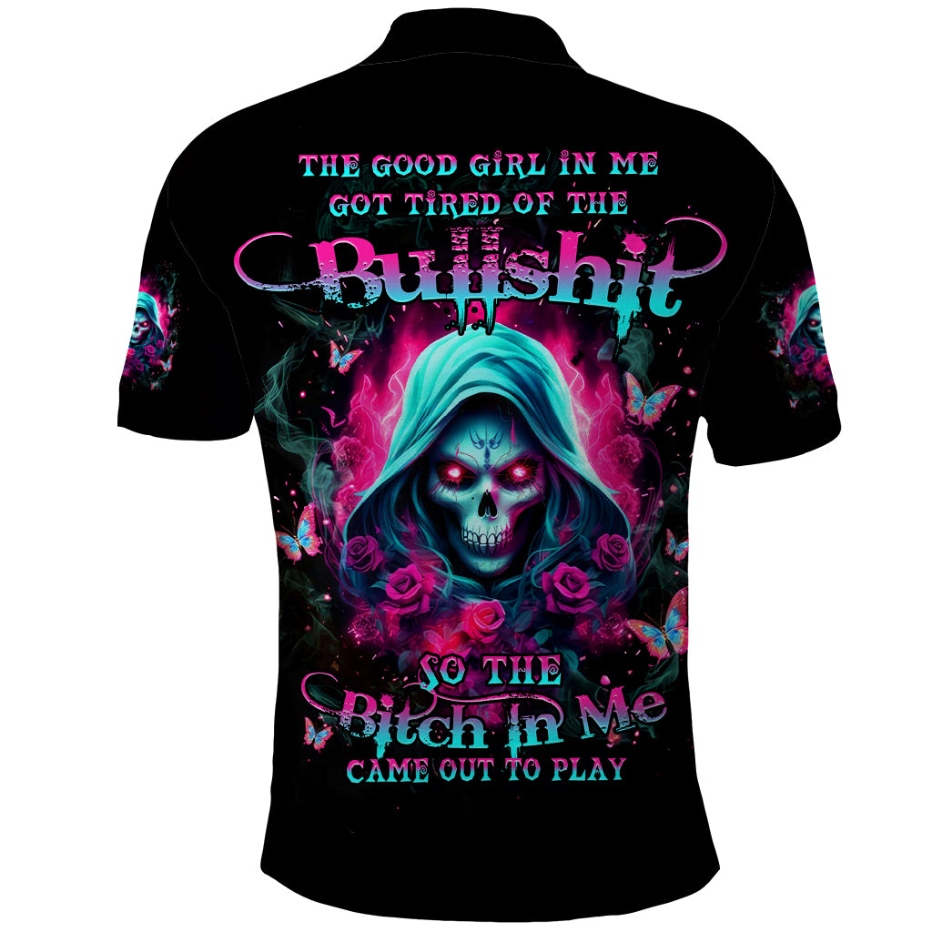 Witch Skull Polo Shirt The Good Girl In Me Got Tired Of The Bullshit - Wonder Print Shop