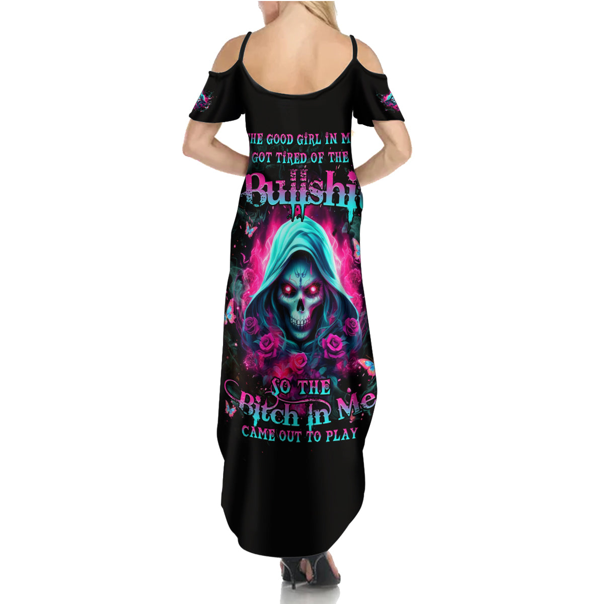 Witch Skull Summer Maxi Dress The Good Girl In Me Got Tired Of The Bullshit - Wonder Print Shop