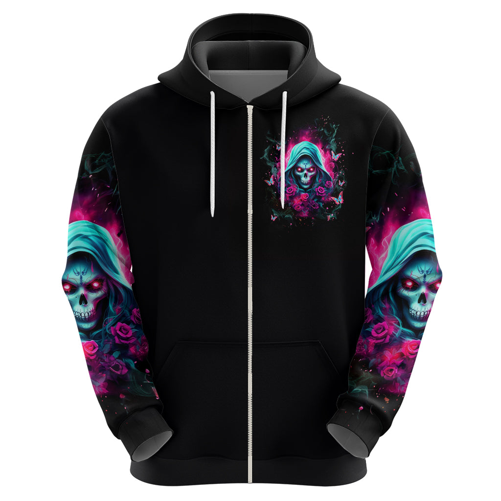 Witch Skull Zip Hoodie The Good Girl In Me Got Tired Of The Bullshit - Wonder Print Shop