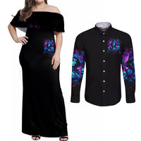 Witch Skull Couples Matching Off Shoulder Maxi Dress and Long Sleeve Button Shirt Assuming Was Like Most Girls Was Your First Mistake - Wonder Print Shop