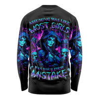 Witch Skull Long Sleeve Shirt Assuming Was Like Most Girls Was Your First Mistake - Wonder Print Shop