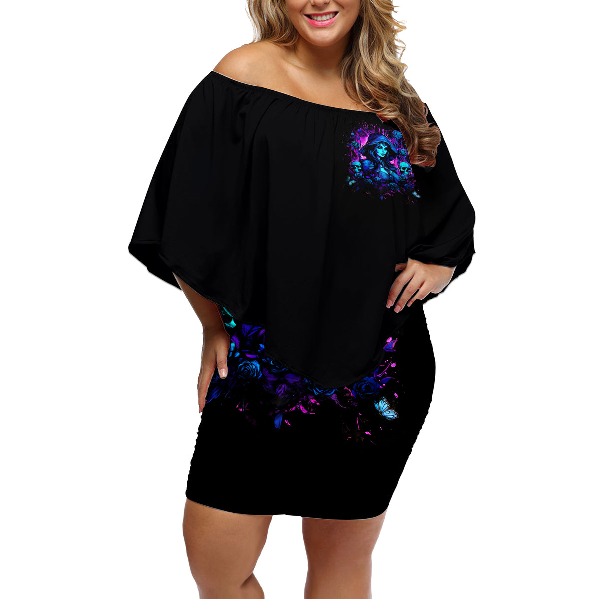 Witch Skull Off Shoulder Short Dress Assuming Was Like Most Girls Was Your First Mistake - Wonder Print Shop