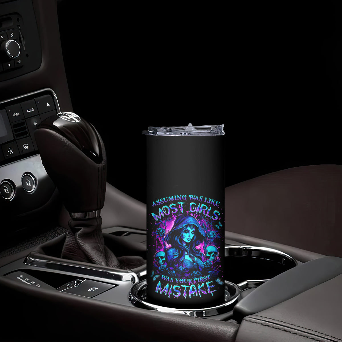 Witch Skull Skinny Tumbler Assuming Was Like Most Girls Was Your First Mistake - Wonder Print Shop
