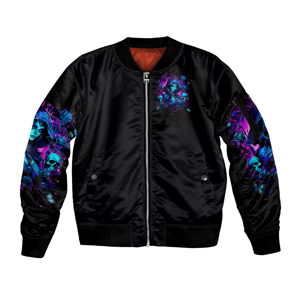 Witch Skull Sleeve Zip Bomber Jacket Assuming Was Like Most Girls Was Your First Mistake - Wonder Print Shop