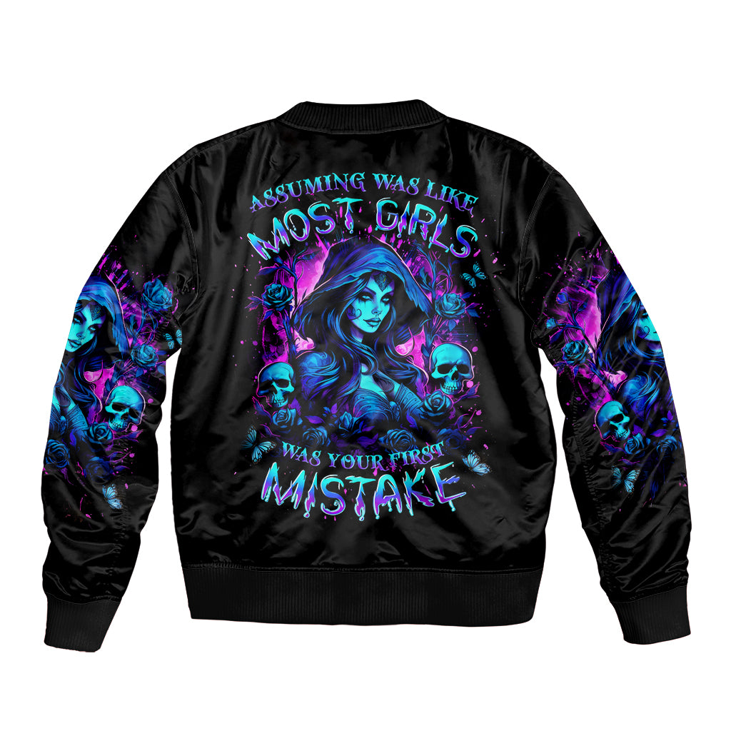 Witch Skull Sleeve Zip Bomber Jacket Assuming Was Like Most Girls Was Your First Mistake - Wonder Print Shop