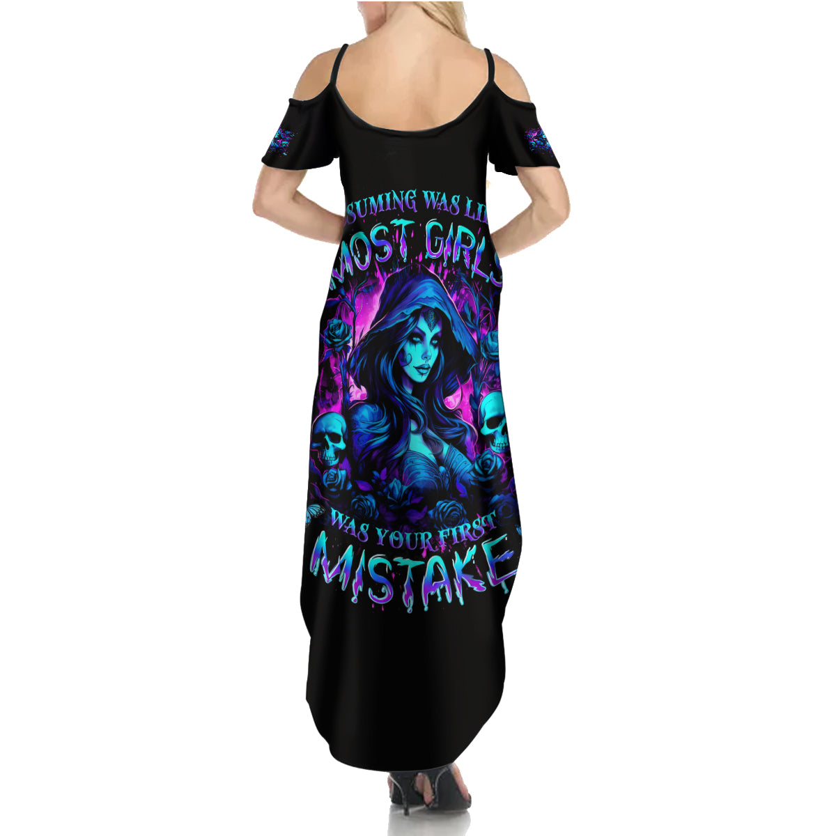 Witch Skull Summer Maxi Dress Assuming Was Like Most Girls Was Your First Mistake - Wonder Print Shop