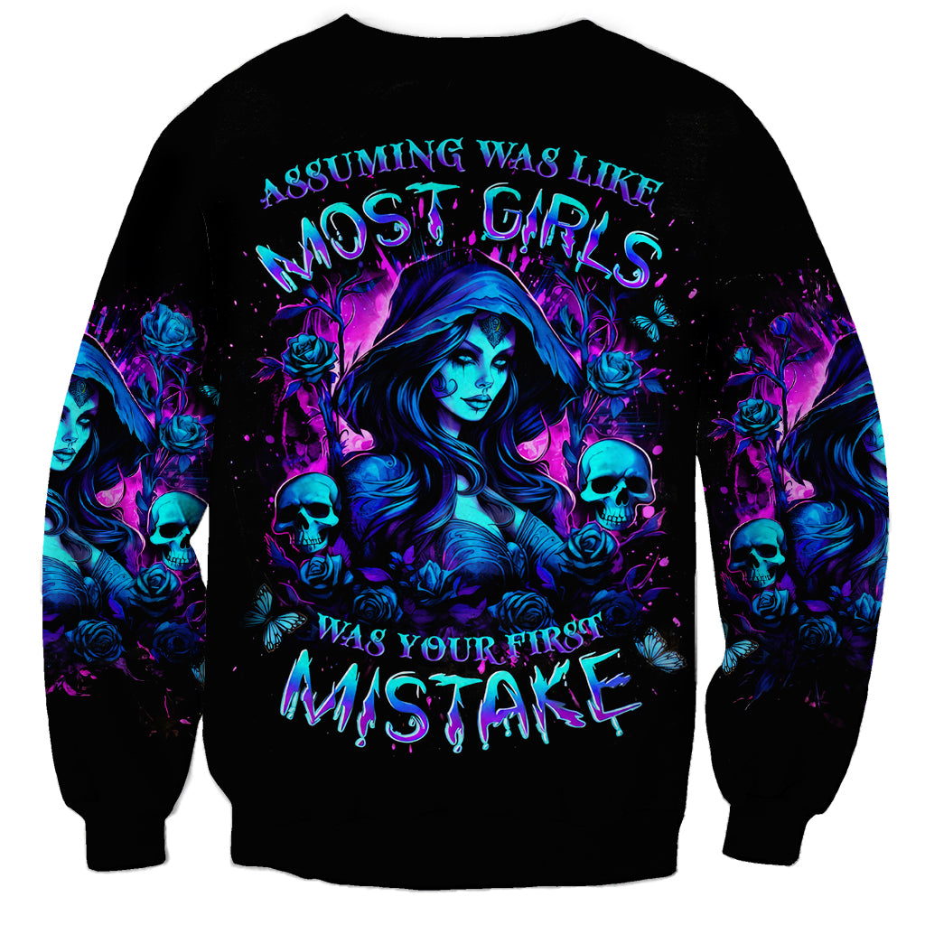 Witch Skull Sweatshirt Assuming Was Like Most Girls Was Your First Mistake - Wonder Print Shop
