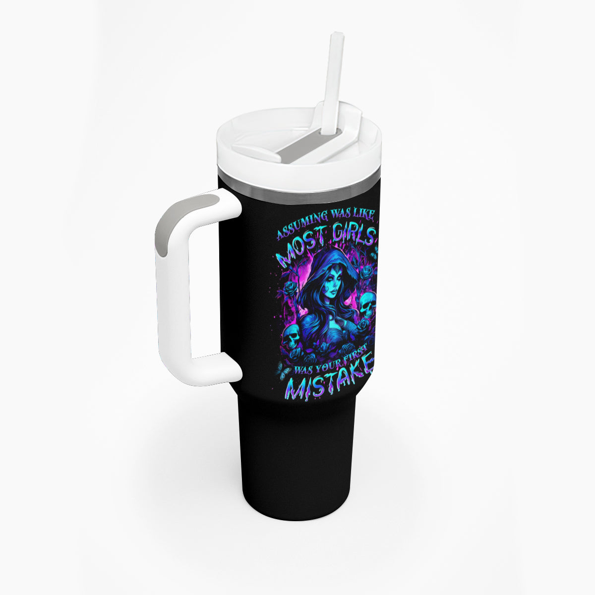 Witch Skull Tumbler With Handle Assuming Was Like Most Girls Was Your First Mistake - Wonder Print Shop