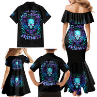 Angel Skull Family Matching Mermaid Dress and Hawaiian Shirt I'm Not Anti-Social I'm Just Not User Friendly - Wonder Print Shop