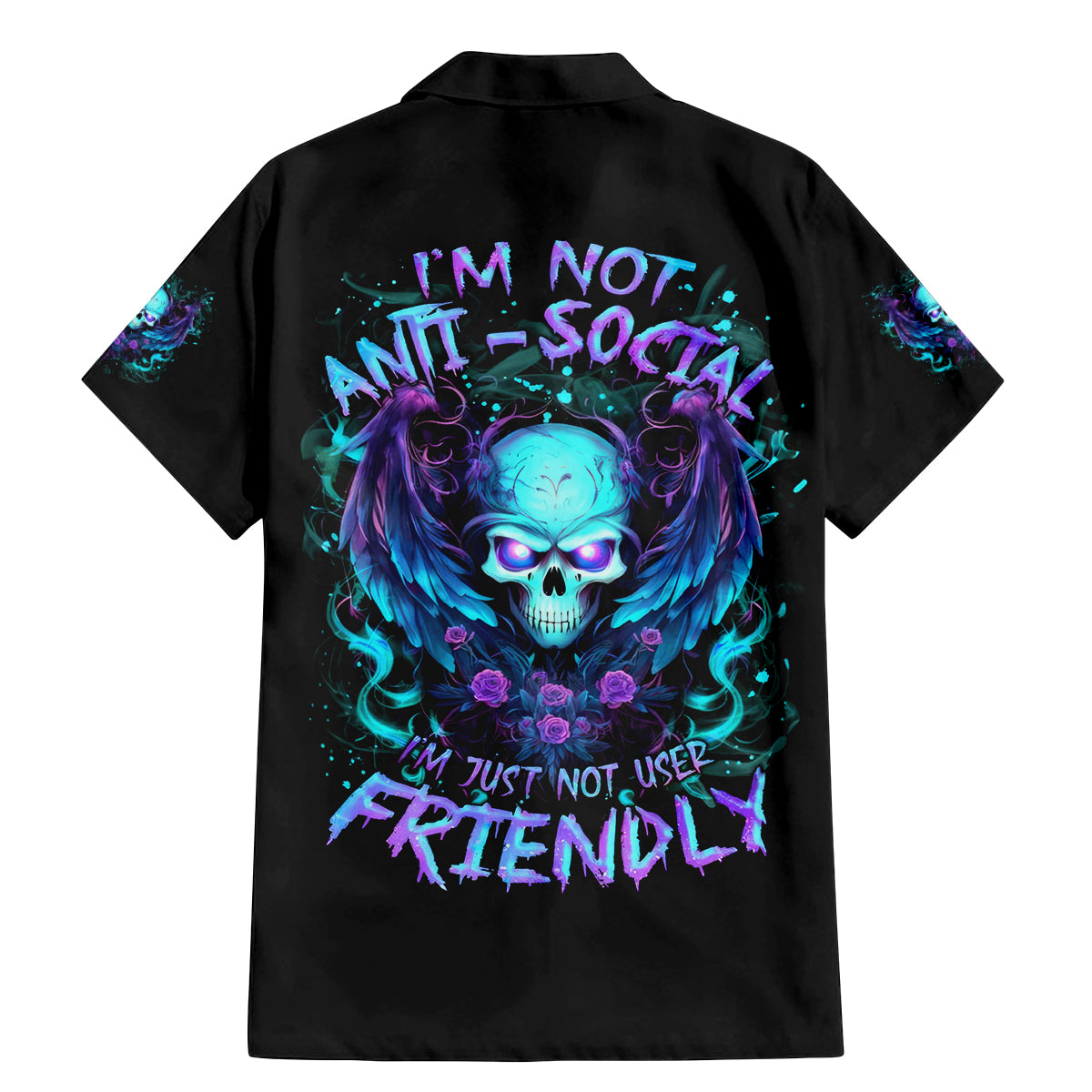 Angel Skull Family Matching Mermaid Dress and Hawaiian Shirt I'm Not Anti-Social I'm Just Not User Friendly - Wonder Print Shop