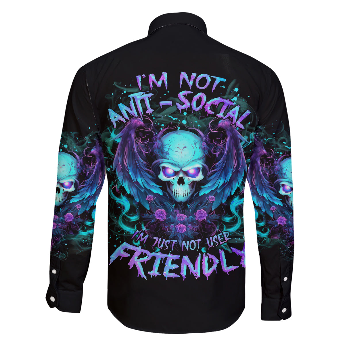 Angel Skull Family Matching Mermaid Dress and Hawaiian Shirt I'm Not Anti-Social I'm Just Not User Friendly - Wonder Print Shop