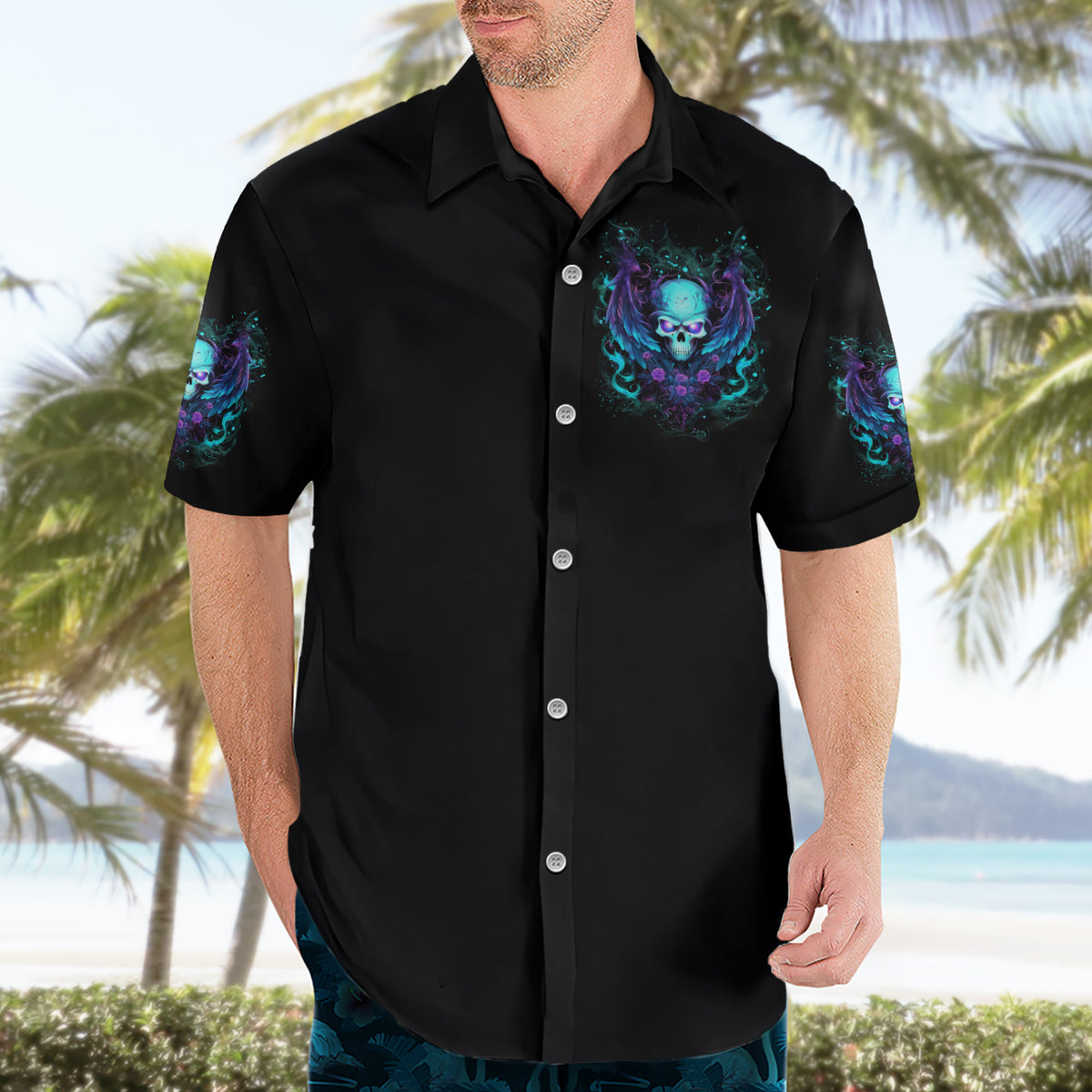 Angel Skull Hawaiian Shirt I'm Not Anti-Social I'm Just Not User Friendly - Wonder Print Shop