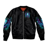 Angel Skull Sleeve Zip Bomber Jacket I'm Not Anti-Social I'm Just Not User Friendly - Wonder Print Shop