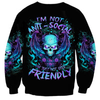 Angel Skull Sweatshirt I'm Not Anti-Social I'm Just Not User Friendly - Wonder Print Shop