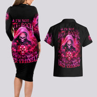 Witch Skull Couples Matching Long Sleeve Bodycon Dress and Hawaiian Shirt I'm Not Anti-Social I'm Just Not User Friendly - Wonder Print Shop