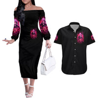 Witch Skull Couples Matching Off The Shoulder Long Sleeve Dress and Hawaiian Shirt I'm Not Anti-Social I'm Just Not User Friendly - Wonder Print Shop