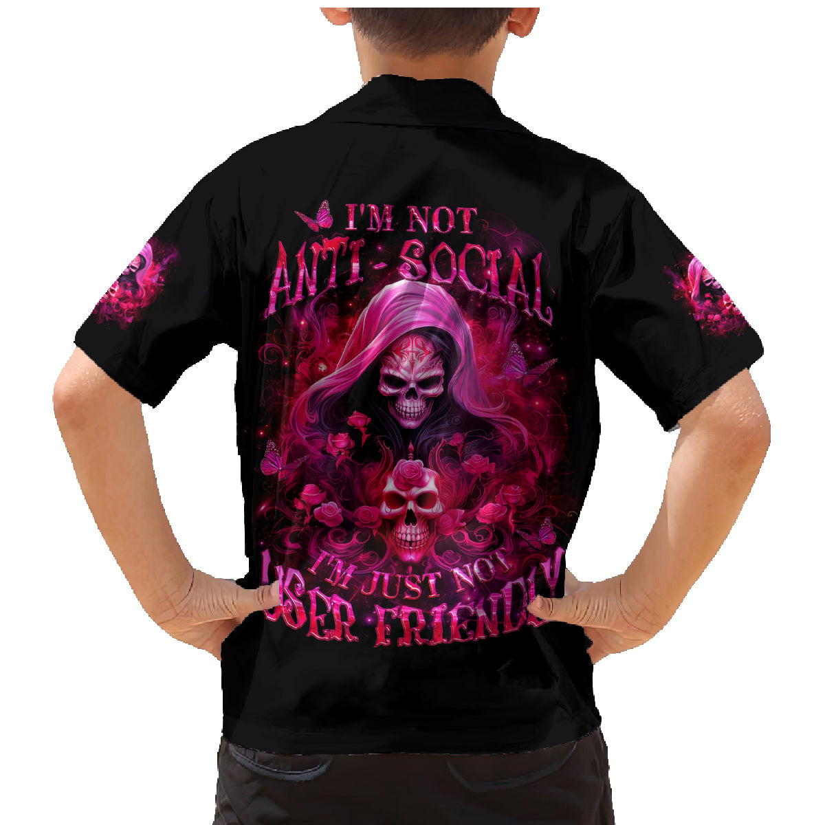 Witch Skull Family Matching Mermaid Dress and Hawaiian Shirt I'm Not Anti-Social I'm Just Not User Friendly - Wonder Print Shop
