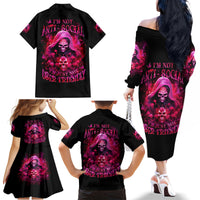 Witch Skull Family Matching Off Shoulder Long Sleeve Dress and Hawaiian Shirt I'm Not Anti-Social I'm Just Not User Friendly - Wonder Print Shop