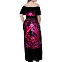 Witch Skull Family Matching Off Shoulder Maxi Dress and Hawaiian Shirt I'm Not Anti-Social I'm Just Not User Friendly - Wonder Print Shop