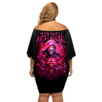 Witch Skull Family Matching Off Shoulder Short Dress and Hawaiian Shirt I'm Not Anti-Social I'm Just Not User Friendly - Wonder Print Shop