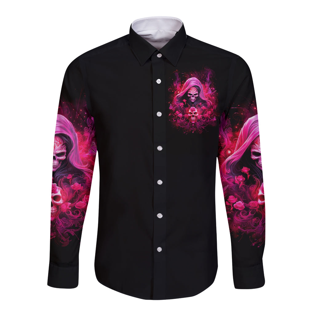 Witch Skull Long Sleeve Button Shirt I'm Not Anti-Social I'm Just Not User Friendly - Wonder Print Shop