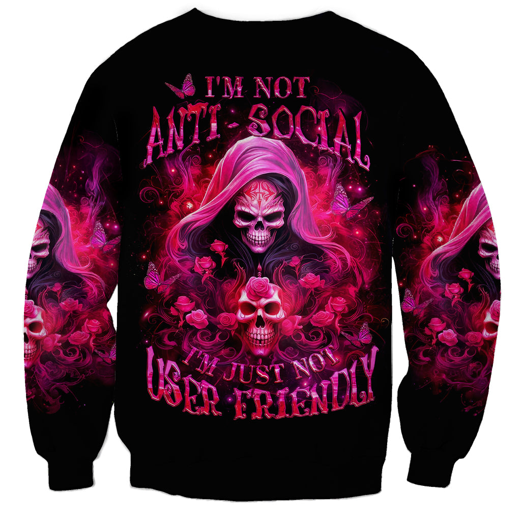 Witch Skull Sweatshirt I'm Not Anti-Social I'm Just Not User Friendly - Wonder Print Shop