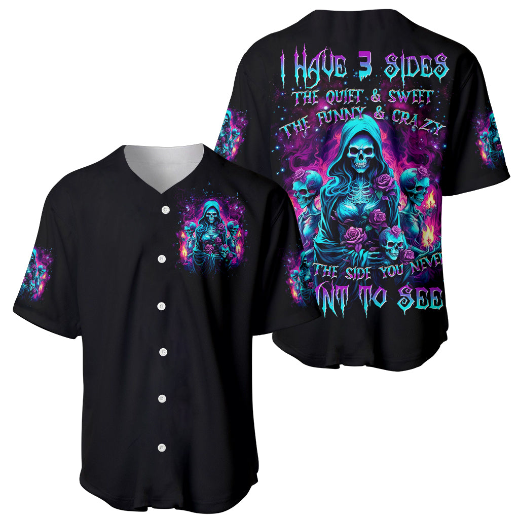 Witch Skull Baseball Jersey I Have 3 Sides And The Side You Never Want To See - Wonder Print Shop