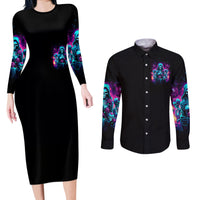 Witch Skull Couples Matching Long Sleeve Bodycon Dress and Long Sleeve Button Shirt I Have 3 Sides And The Side You Never Want To See - Wonder Print Shop