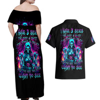Witch Skull Couples Matching Off Shoulder Maxi Dress and Hawaiian Shirt I Have 3 Sides And The Side You Never Want To See - Wonder Print Shop