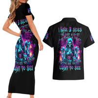 Witch Skull Couples Matching Short Sleeve Bodycon Dress and Hawaiian Shirt I Have 3 Sides And The Side You Never Want To See - Wonder Print Shop