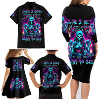 Witch Skull Family Matching Long Sleeve Bodycon Dress and Hawaiian Shirt I Have 3 Sides And The Side You Never Want To See - Wonder Print Shop