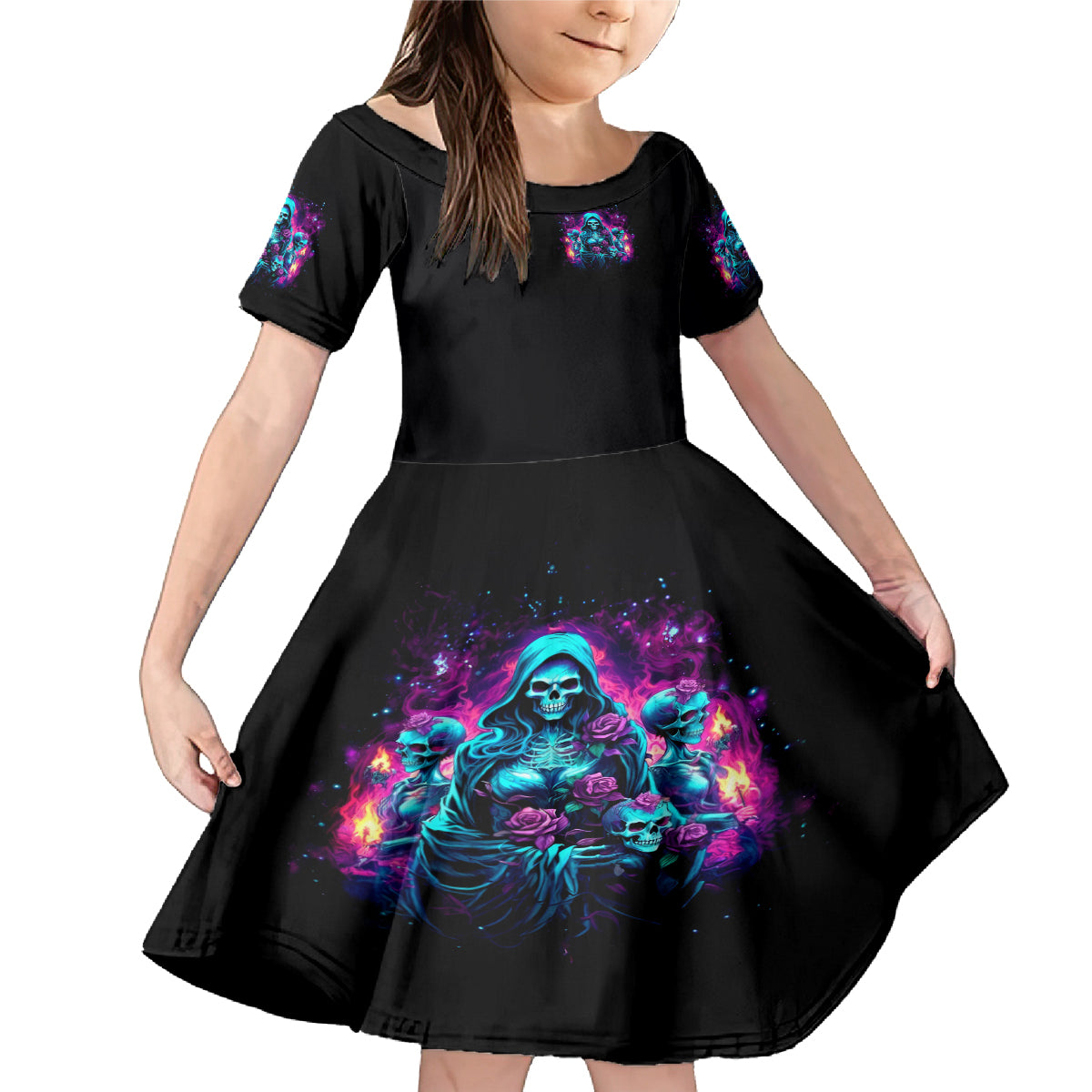 Witch Skull Family Matching Mermaid Dress and Hawaiian Shirt I Have 3 Sides And The Side You Never Want To See - Wonder Print Shop