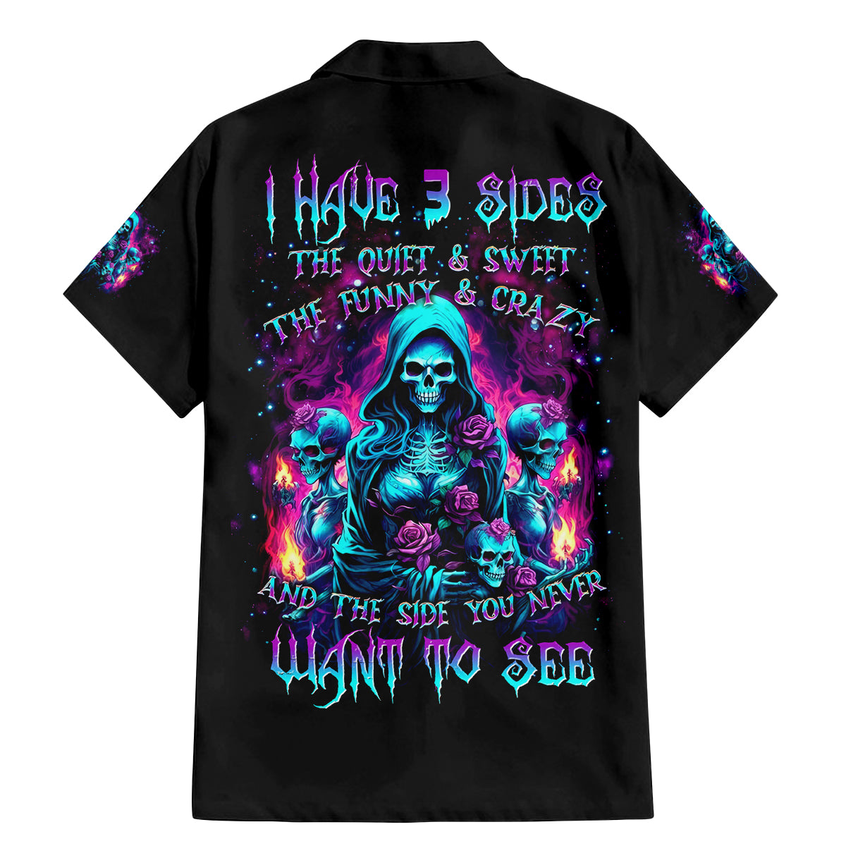 Witch Skull Family Matching Mermaid Dress and Hawaiian Shirt I Have 3 Sides And The Side You Never Want To See - Wonder Print Shop
