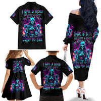 Witch Skull Family Matching Off Shoulder Long Sleeve Dress and Hawaiian Shirt I Have 3 Sides And The Side You Never Want To See - Wonder Print Shop