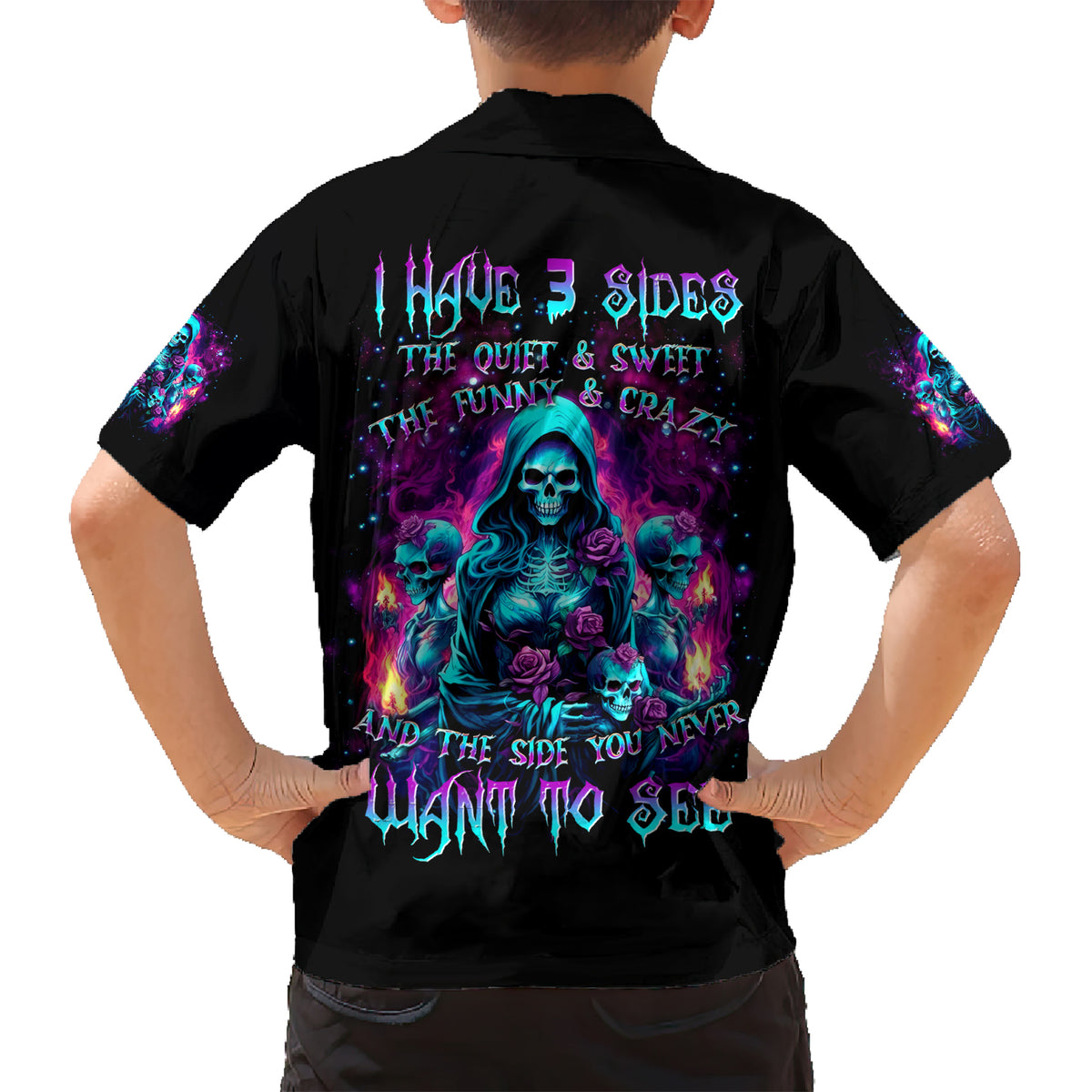 Witch Skull Kid Hawaiian Shirt I Have 3 Sides And The Side You Never Want To See - Wonder Print Shop