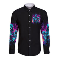 Witch Skull Long Sleeve Button Shirt I Have 3 Sides And The Side You Never Want To See - Wonder Print Shop